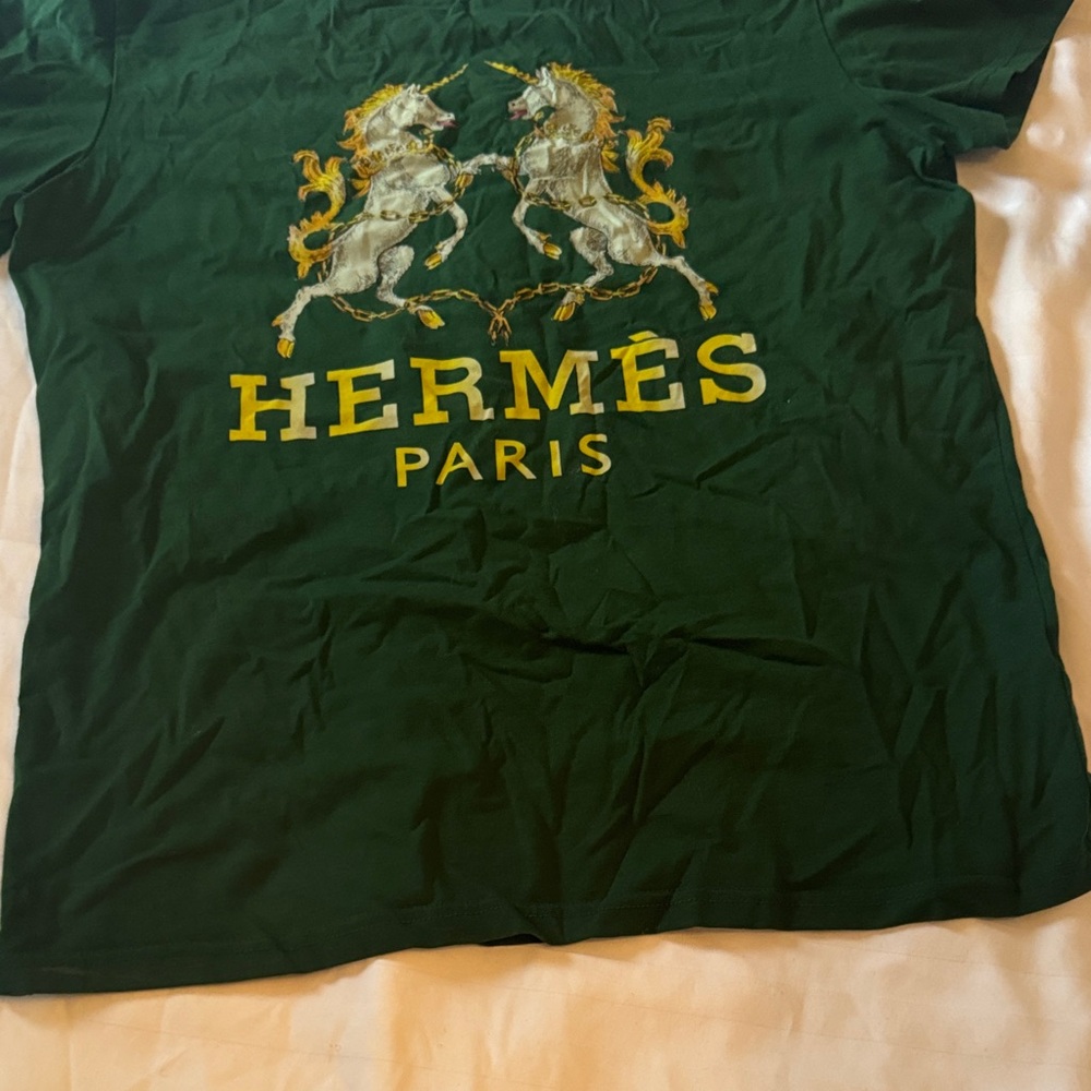 Hermes Green Tee with Gold Accents